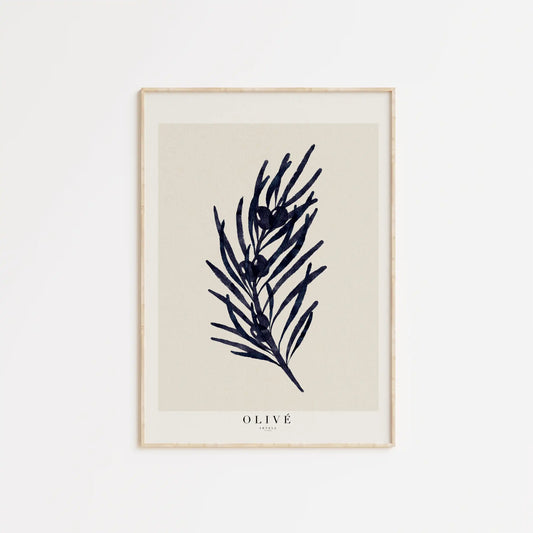 Oliven poster med lys egetræsramme