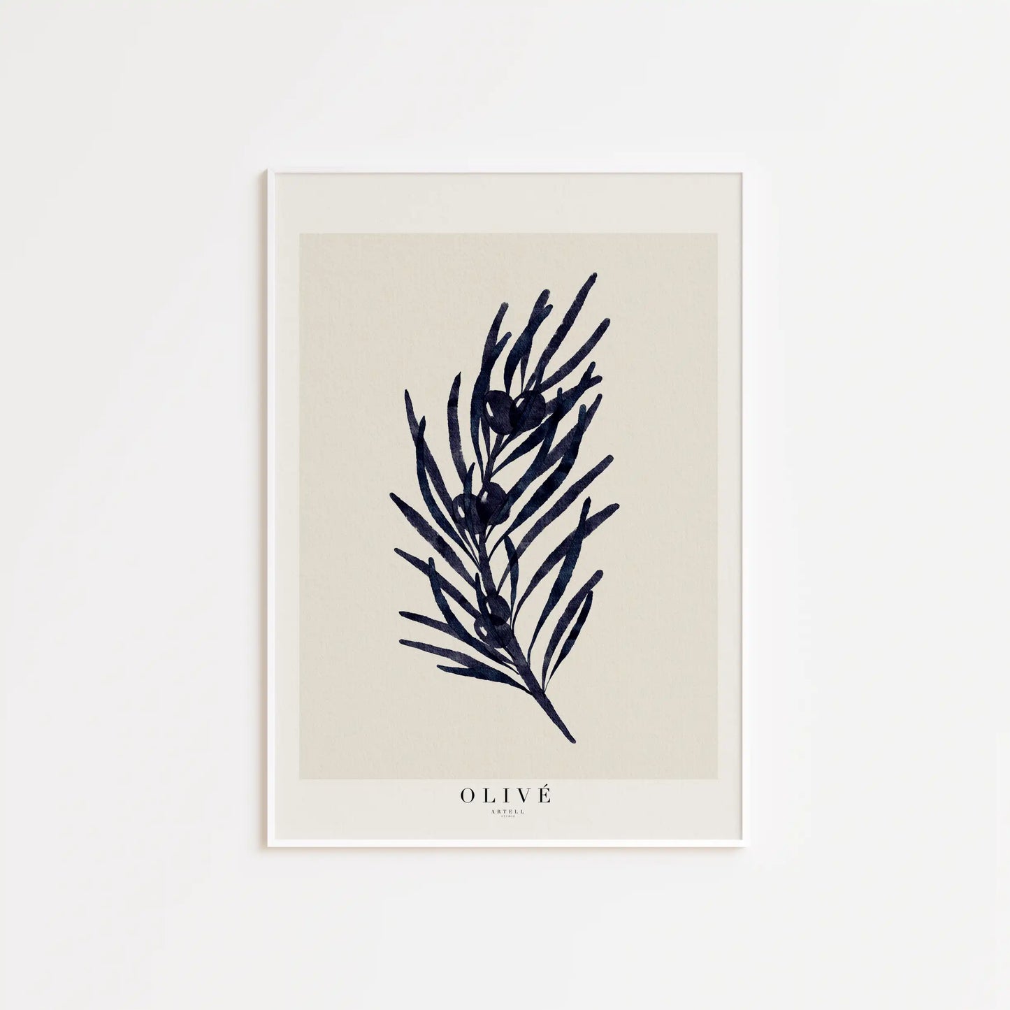 Oliven botanik poster med hvid ramme